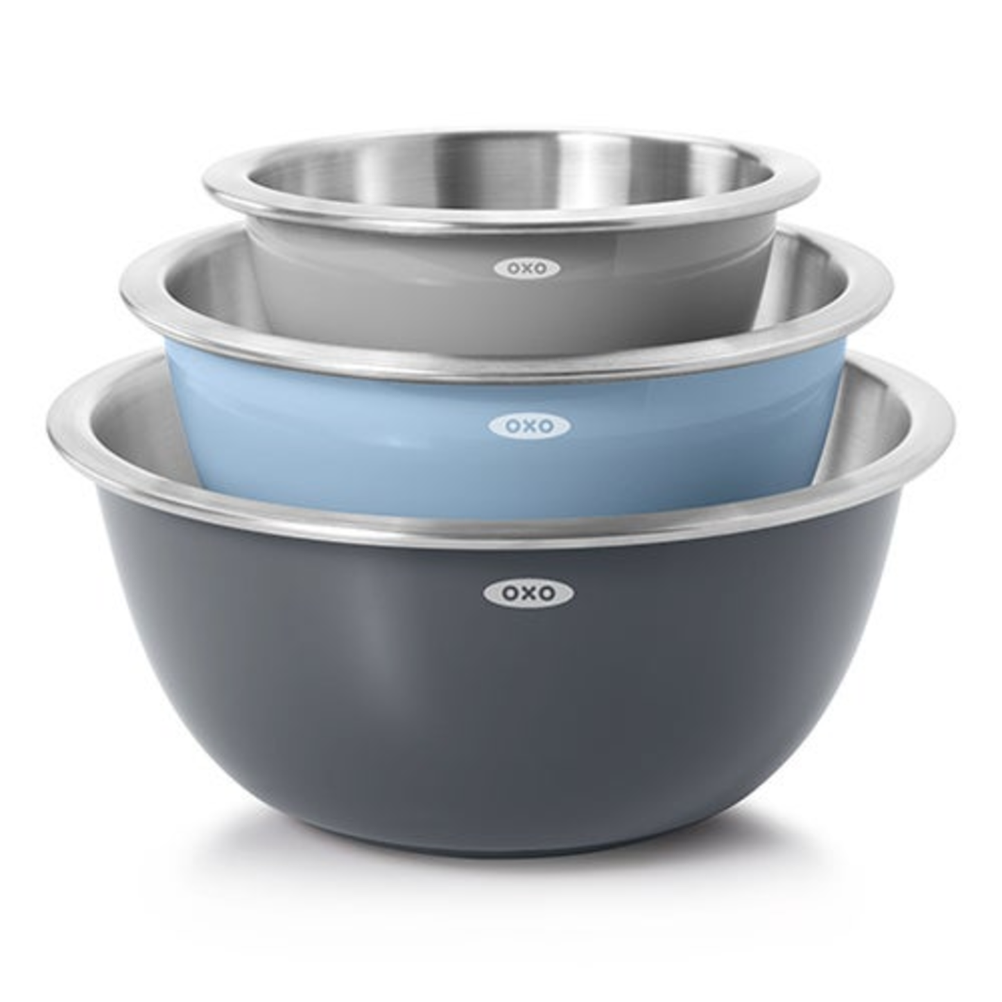 GOOD GRIPS 3PC STAINLESS STEEL MIXING BOWL SET GRAY