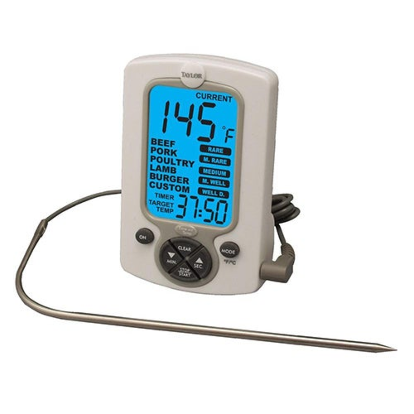 PRO DIGITAL COOKING THERMOMETER W/ TIMER WHITE