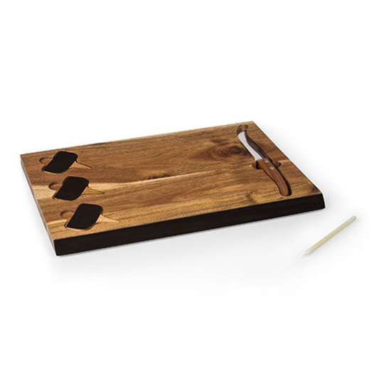 DELIO ACACIA CHEESE BOARD W/ CHALKBOARD MARKERS